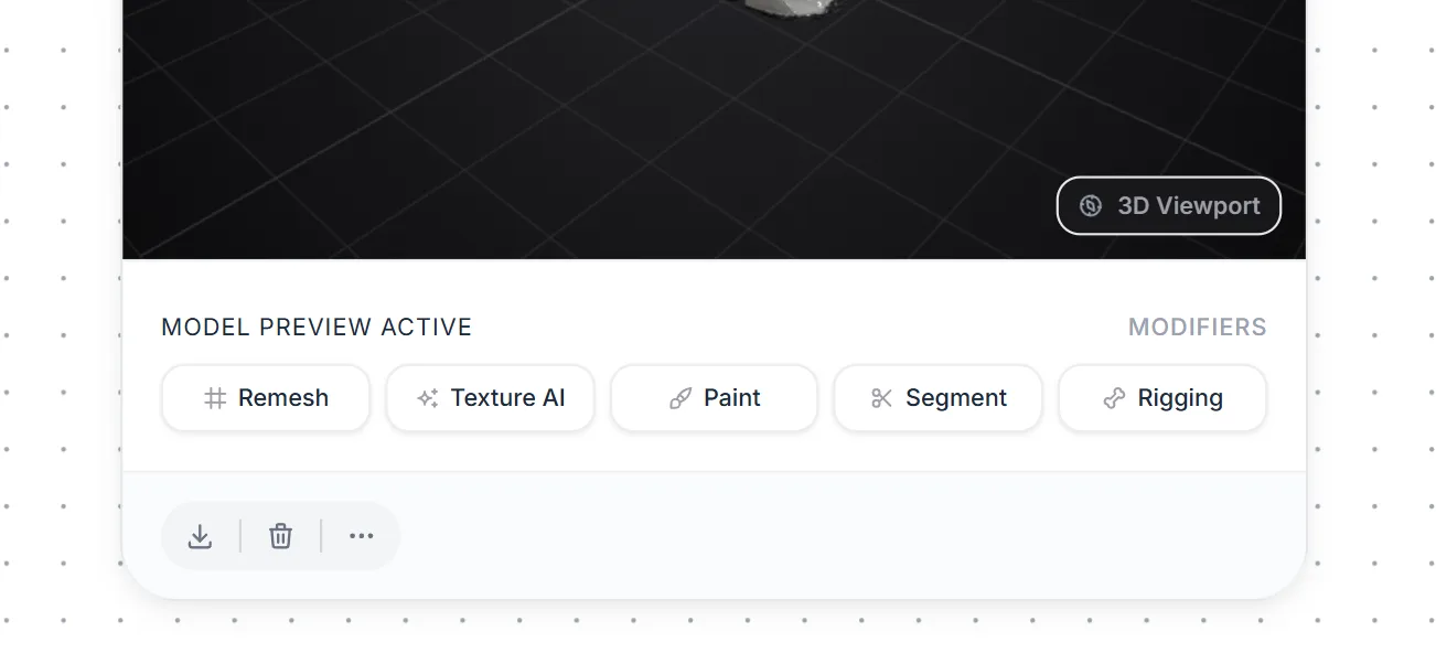 The modifier row under a generated mesh